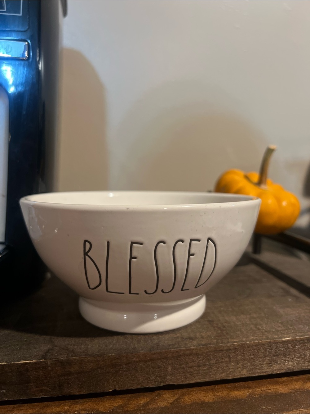 Rae Dunn White Ceramic Bowl with "BLESSED" Text